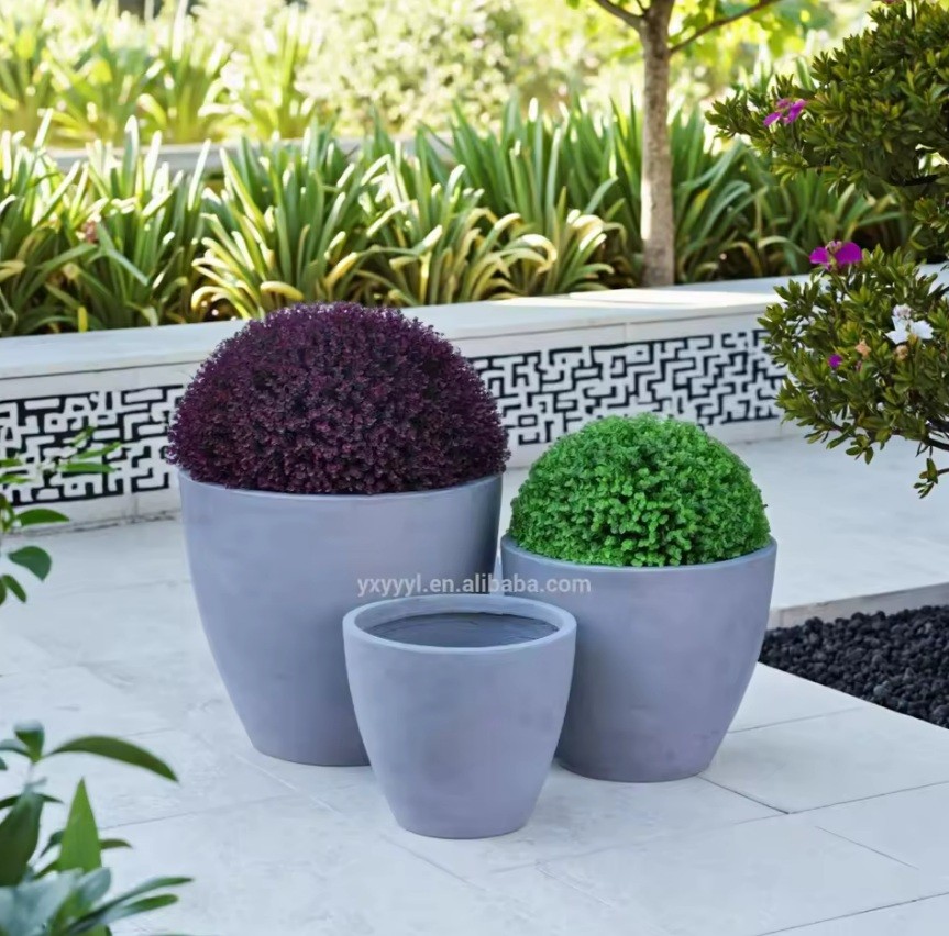 Modern Round Fiber Stone Plant Pot Minimalist Creative Design for Home Patio Garden or Desktop Kit for Gallery Use