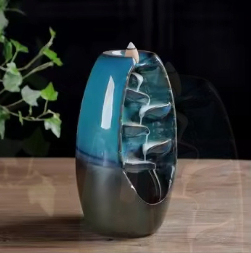 2025 New Ceramics Waterfall Incense Burner Backflow Burner Incense Sticks Holder Koi Fish Incense Censer