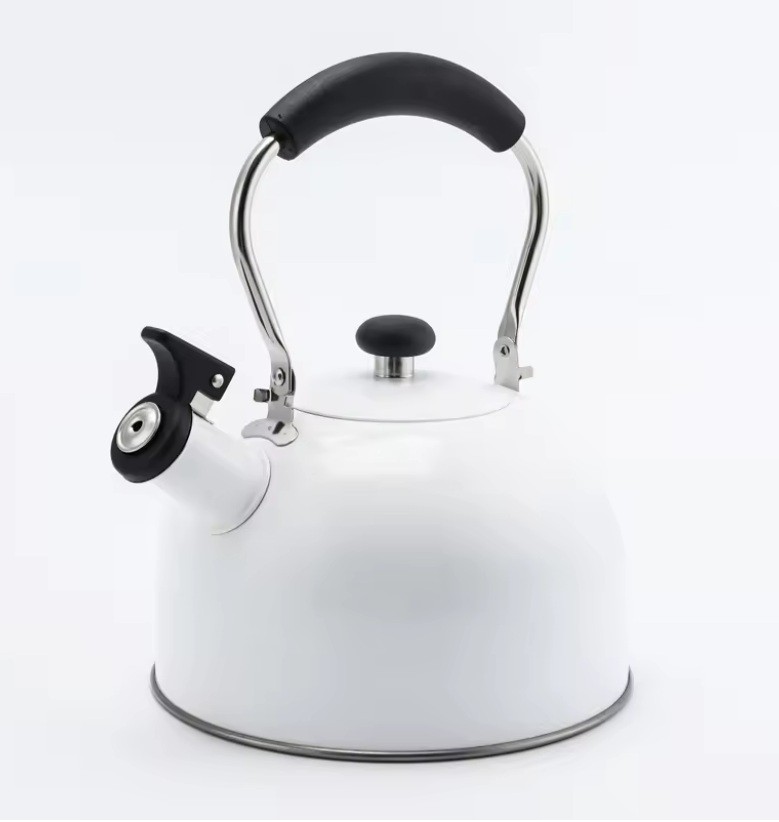 2.5L Color Painting White Kettle Whistling Tea Pot Stainless Steel Whistle Stove Top Kettle Black