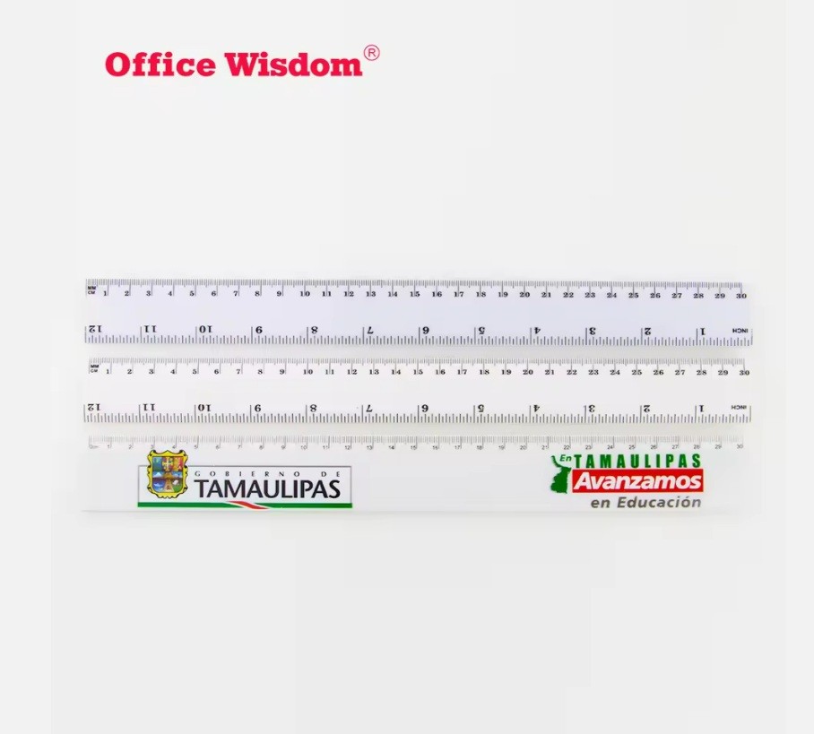 LOW MOQ Promotional Custom Made Factory Price 30cm Popular Plastic PS White with Thermal Transfer Design Ruler