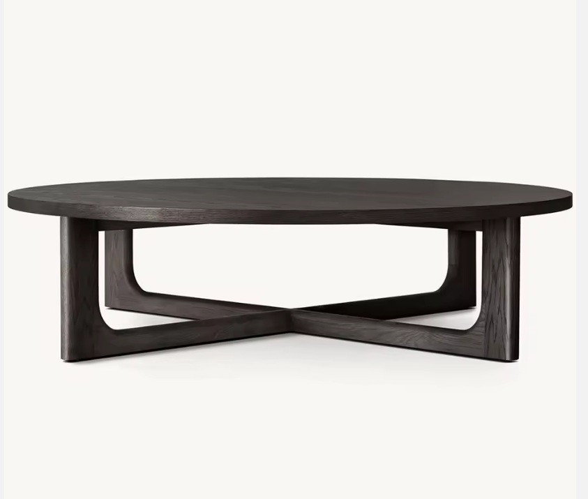 Mid Century Modern Wood Center Table Round Coffee Table for Living Room